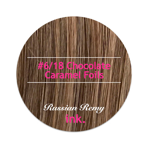 #6/18 Chocolate Caramel Foils Tape Hair Extensions 22-24"