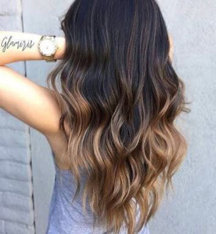 SALE # Ombré Dark Chocolate Brown to Chocolate Latte MICRO LOOP Hair Extensions 22”