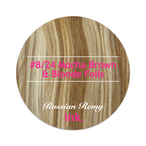 #8/24 Mocha Brown & Blonde Foils Tape Hair Extensions 22-24"